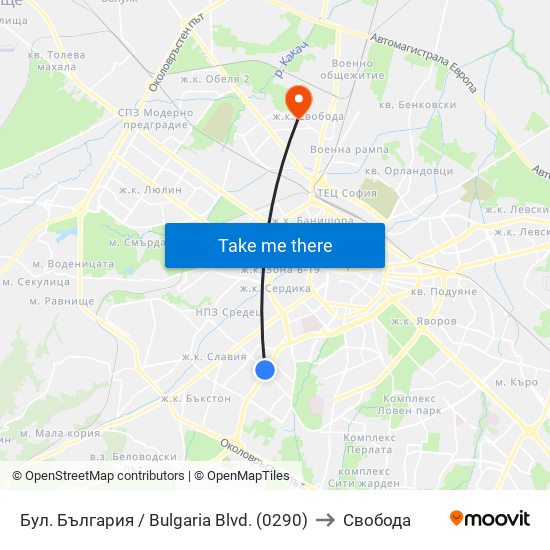 Бул. България / Bulgaria Blvd. (0290) to Свобода map