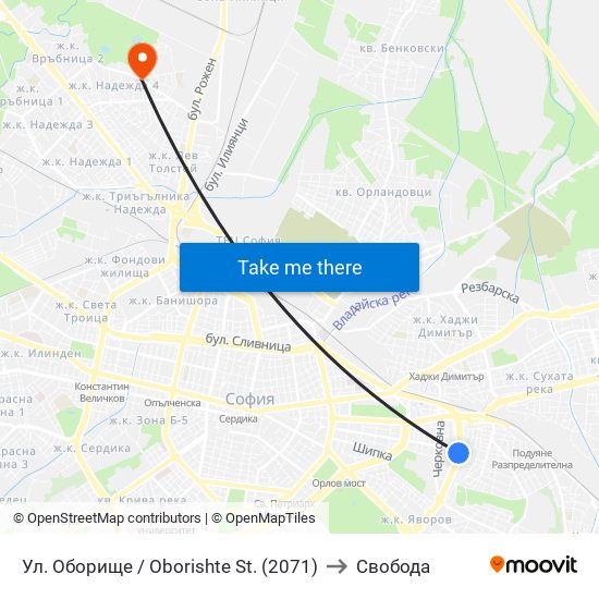 Ул. Оборище / Oborishte St. (2071) to Свобода map