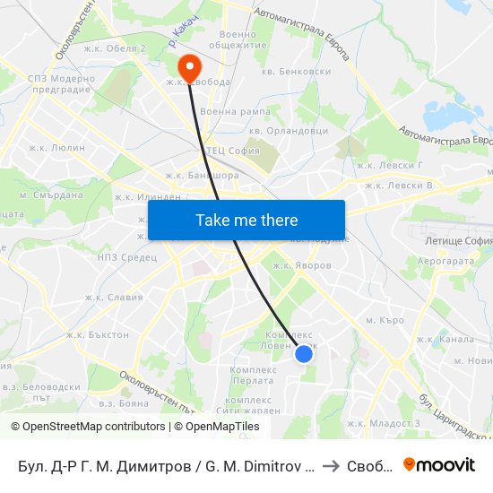 Бул. Д-Р Г. М. Димитров / G. M. Dimitrov Blvd. (0316) to Свобода map
