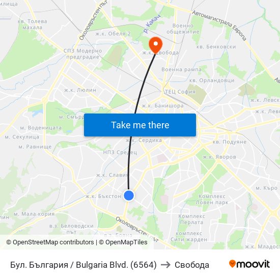 Бул. България / Bulgaria Blvd. (6564) to Свобода map