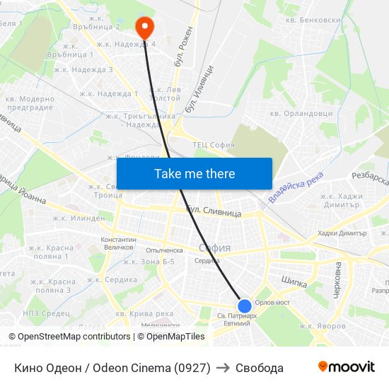 Кино Одеон / Odeon Cinema (0927) to Свобода map