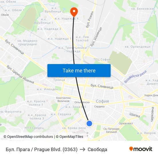 Бул. Прага / Prague Blvd. (0363) to Свобода map