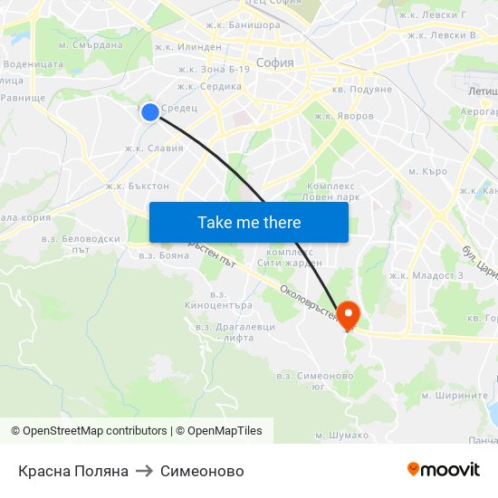 Красна Поляна to Симеоново map