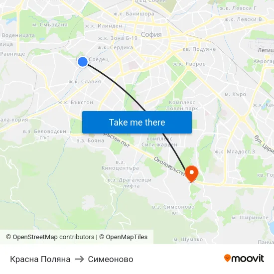 Красна Поляна to Симеоново map