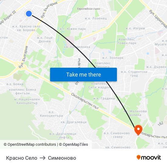 Красно Село to Симеоново map