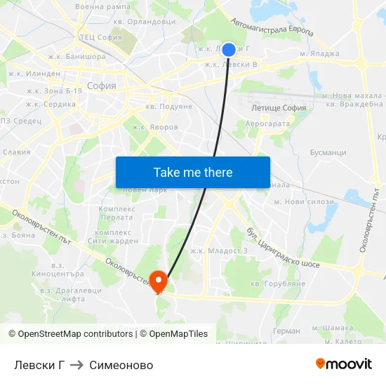Левски Г to Симеоново map