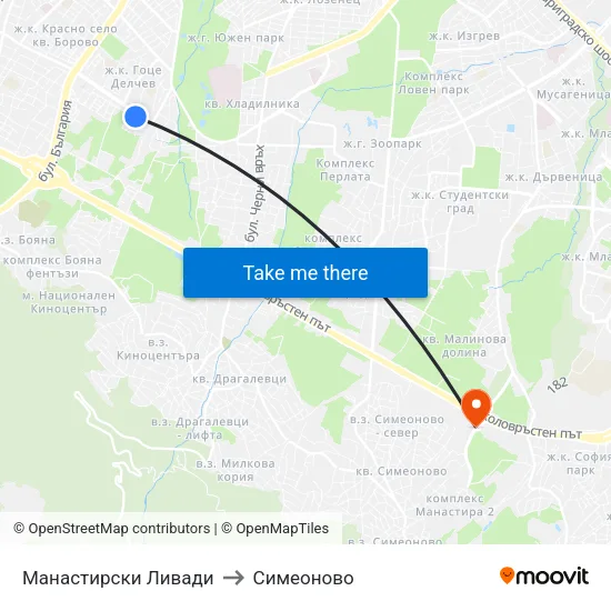 Манастирски Ливади to Симеоново map