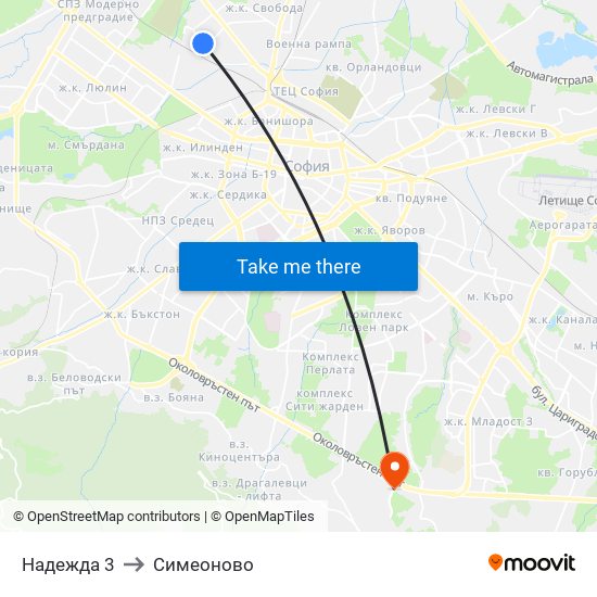 Надежда 3 to Симеоново map