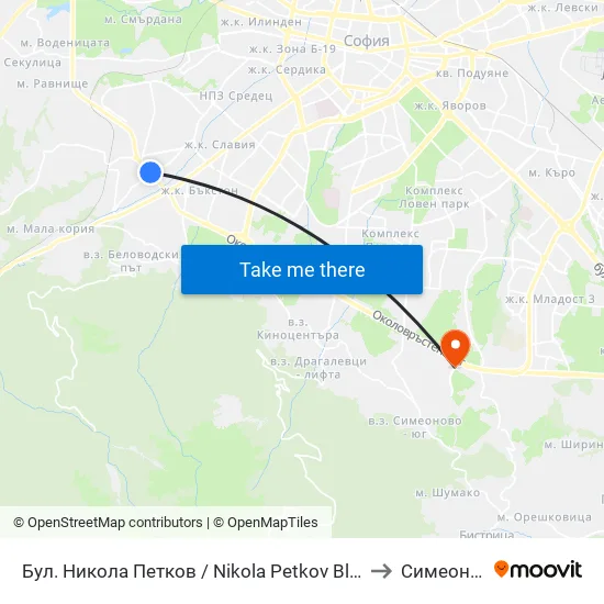 Бул. Никола Петков / Nikola Petkov Blvd. (0347) to Симеоново map