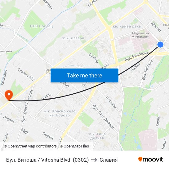 Бул. Витоша / Vitosha Blvd. (0302) to Славия map