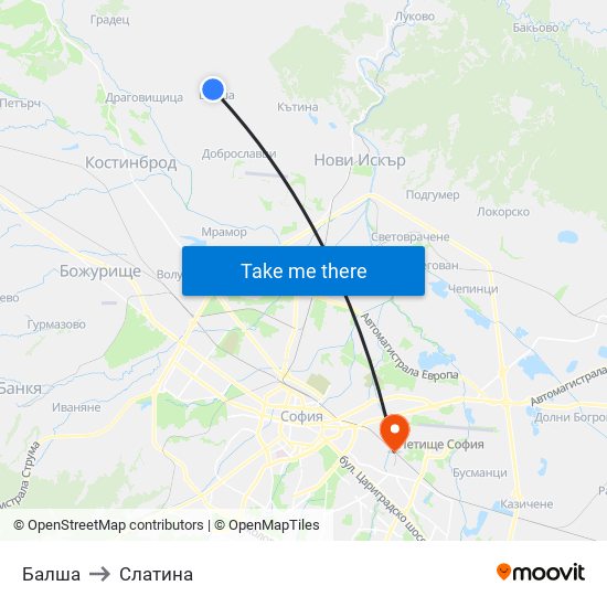 Балша to Слатина map