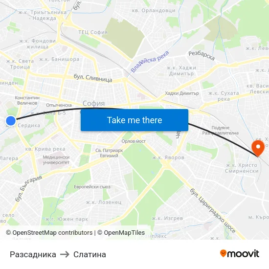 Разсадника to Слатина map