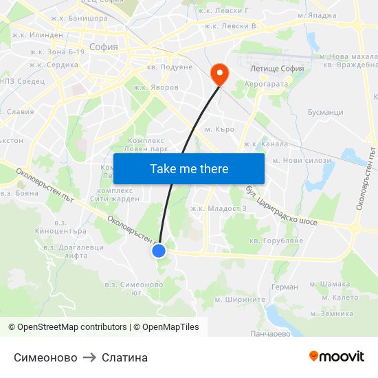 Симеоново to Слатина map