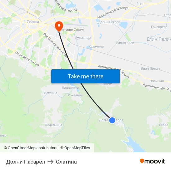 Долни Пасарел to Слатина map