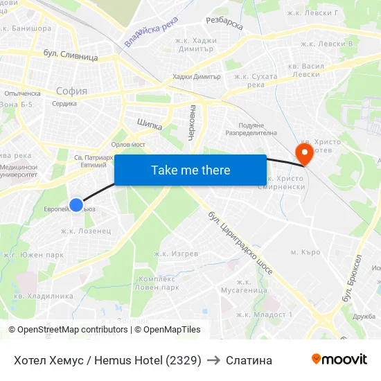 Ⓜ️ Хотел Хемус / Hemus Hotel (2329) to Слатина map