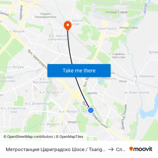 Ⓜ️ Метростанция Цариградско Шосе / Tsarigradsko Shosse Metro Station (1016) to Слатина map