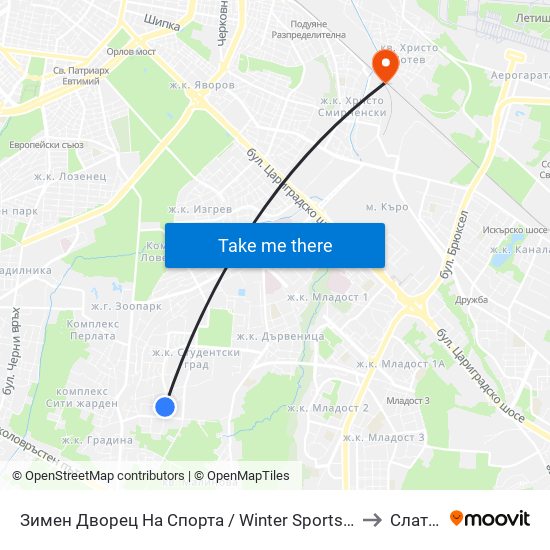 Зимен Дворец На Спорта / Winter Sports Palace (0742) to Слатина map