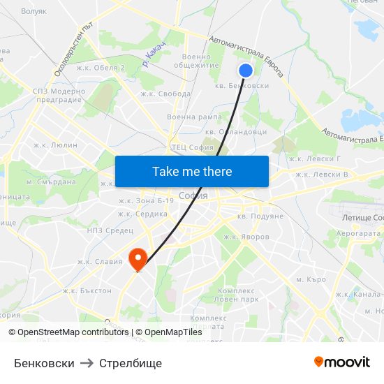 Бенковски to Стрелбище map