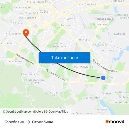 Горубляне to Стрелбище map