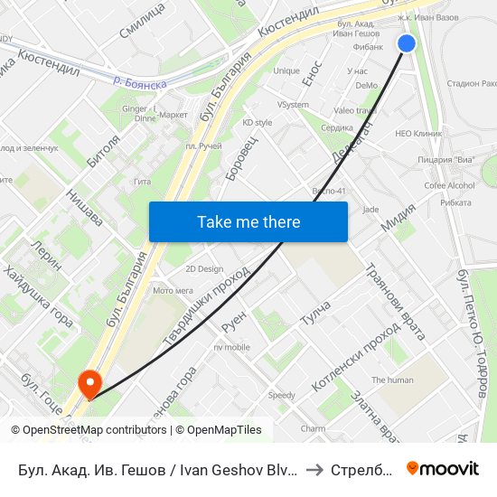 Бул. Акад. Ив. Гешов / Ivan Geshov Blvd. (0270) to Стрелбище map