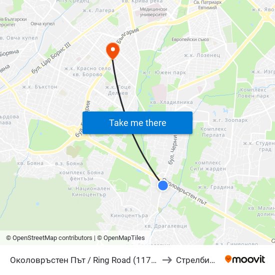 Околовръстен Път / Ring Road (1177) to Стрелбище map