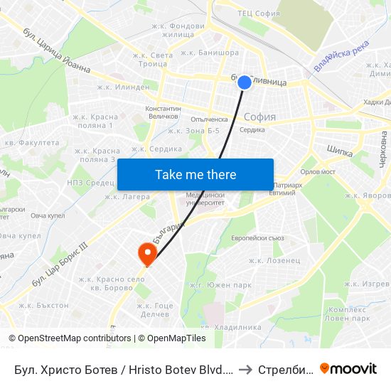 Бул. Христо Ботев / Hristo Botev Blvd. (0385) to Стрелбище map