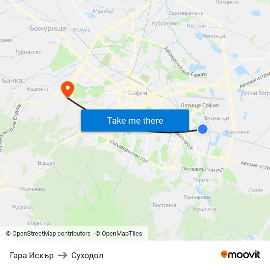 Гара Искър to Суходол map