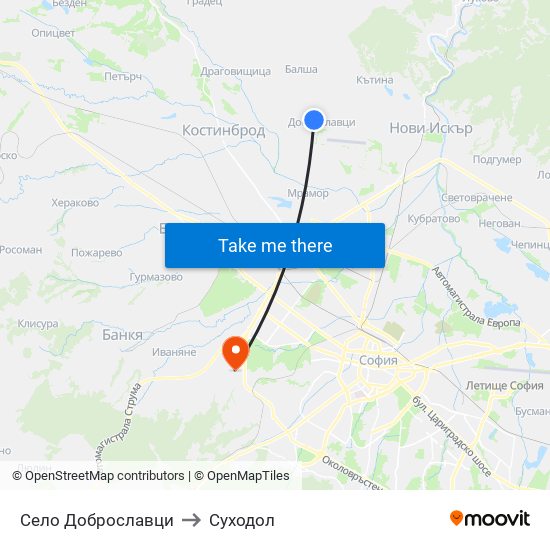 Село Доброславци to Суходол map