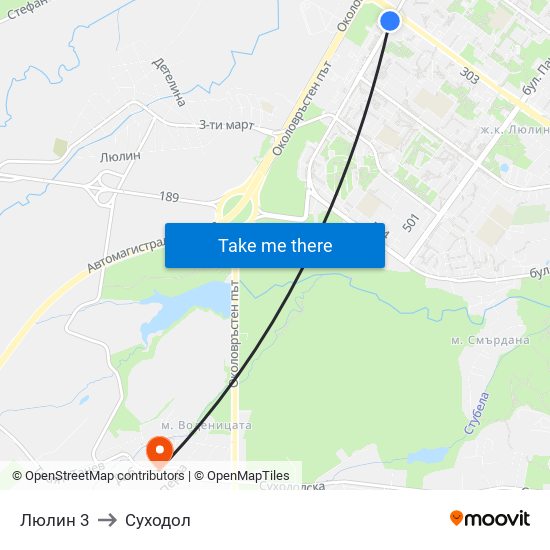 Люлин 3 to Суходол map