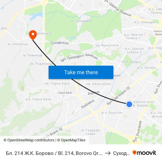 Бл. 214 Ж.К. Борово / Bl. 214, Borovo Qr. (0164) to Суходол map