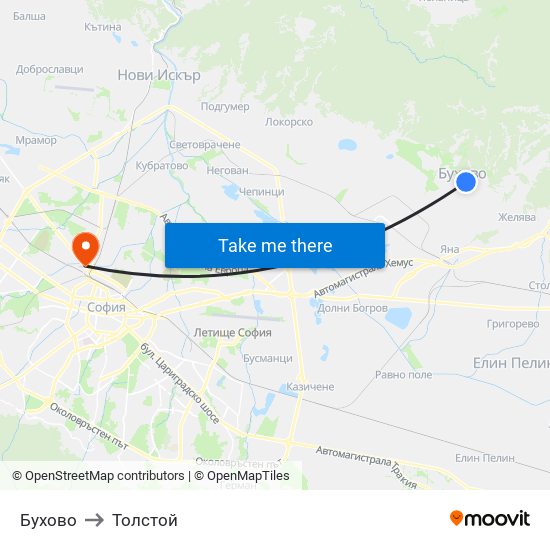 Бухово to Толстой map