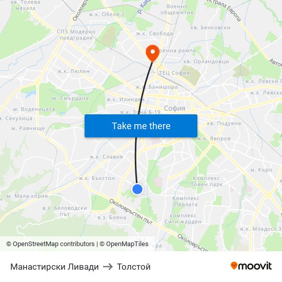 Манастирски Ливади to Толстой map