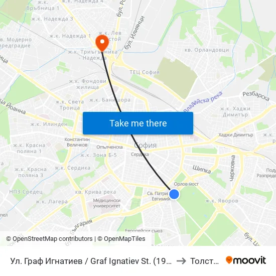 Ⓜ️ Ул. Граф Игнатиев / Graf Ignatiev St. (1913) to Толстой map