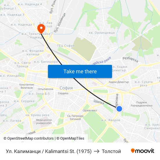 Ул. Калиманци / Kalimantsi St. (1975) to Толстой map