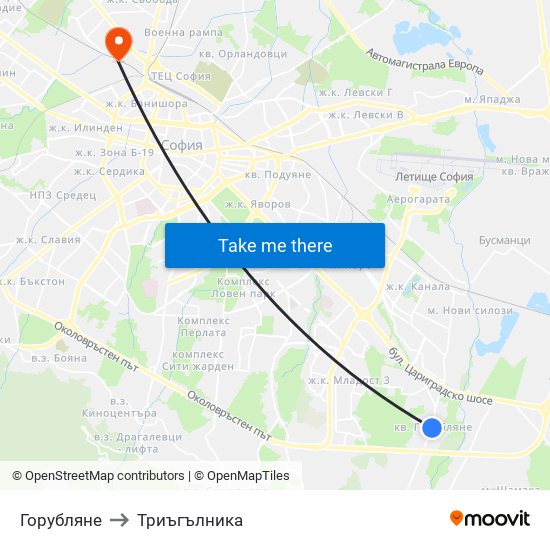 Горубляне to Триъгълника map