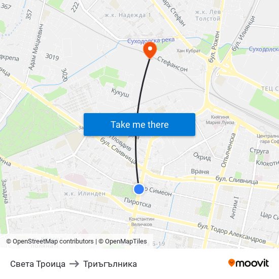 Света Троица to Триъгълника map