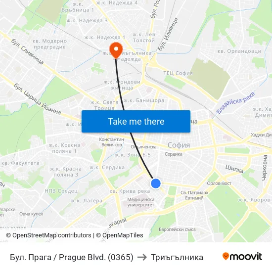 Бул. Прага / Prague Blvd. (0365) to Триъгълника map