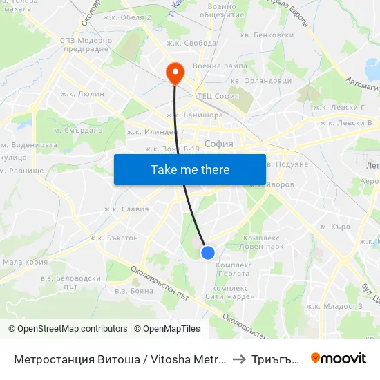 Ⓜ️ Метростанция Витоша / Vitosha Metro Station (2654) to Триъгълника map
