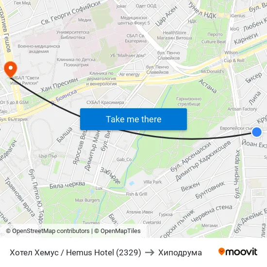 Ⓜ️ Хотел Хемус / Hemus Hotel (2329) to Хиподрума map