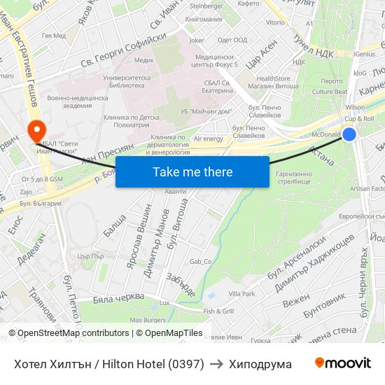 Хотел Хилтън / Hilton Hotel (0397) to Хиподрума map