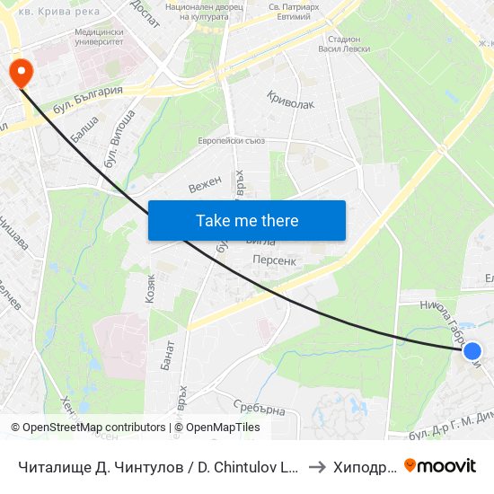 Читалище Д. Чинтулов / D. Chintulov Library (2366) to Хиподрума map