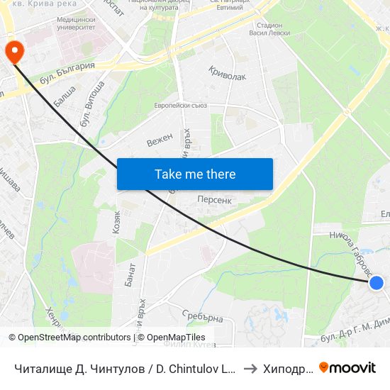 Читалище Д. Чинтулов / D. Chintulov Library (2365) to Хиподрума map