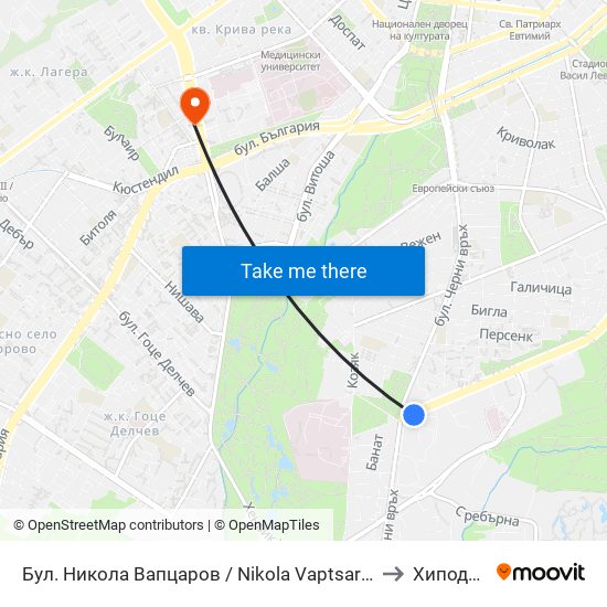 Бул. Никола Вапцаров / Nikola Vaptsarov Blvd. (0344) to Хиподрума map