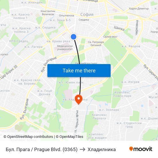 Бул. Прага / Prague Blvd. (0365) to Хладилника map