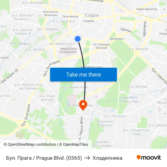 Бул. Прага / Prague Blvd. (0365) to Хладилника map