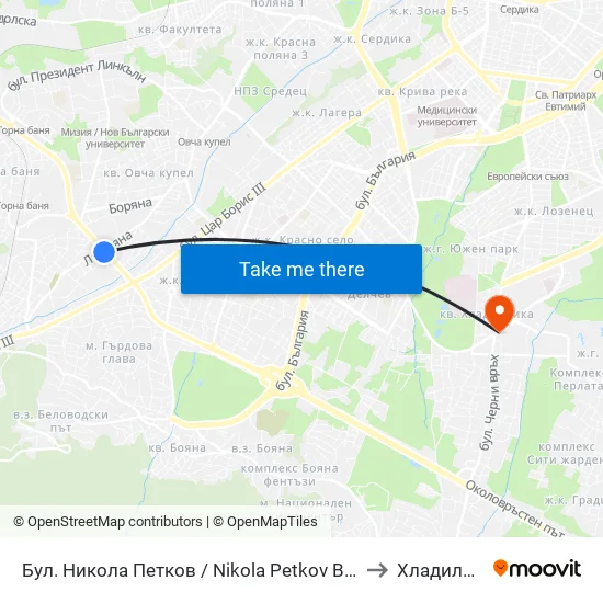 Бул. Никола Петков / Nikola Petkov Blvd. (0350) to Хладилника map