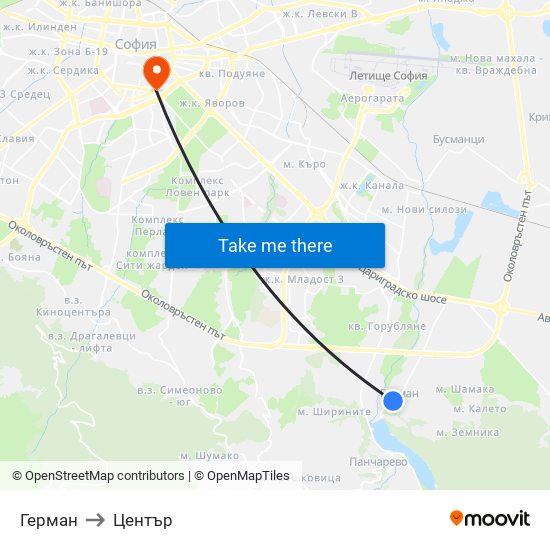 Герман to Център map