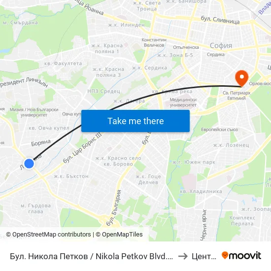 Бул. Никола Петков / Nikola Petkov Blvd. (0350) to Център map