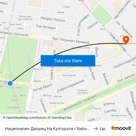 Ⓜ️ Национален Дворец На Културата / National Palace Of Culture (1139) to Център map