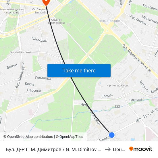 Бул. Д-Р Г. М. Димитров / G. M. Dimitrov Blvd. (0316) to Център map